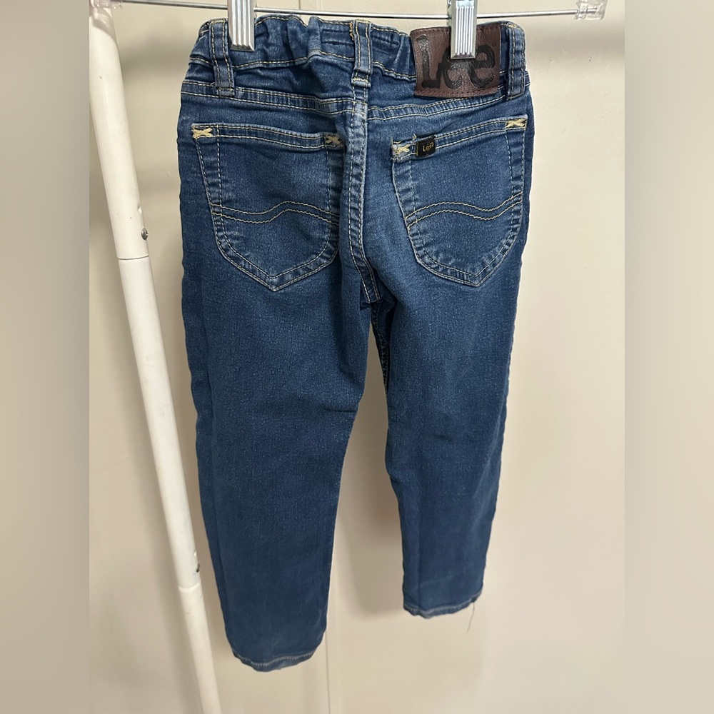 Lee Dark Wash Slim Fit Tapered Leg Denim Jeans Boys Size 6 - adjustable waist - Picture 5 of 8